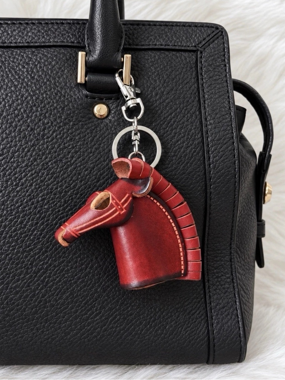 Leather Horse Keychain Bag Charm Key Ring Handmade Gift New